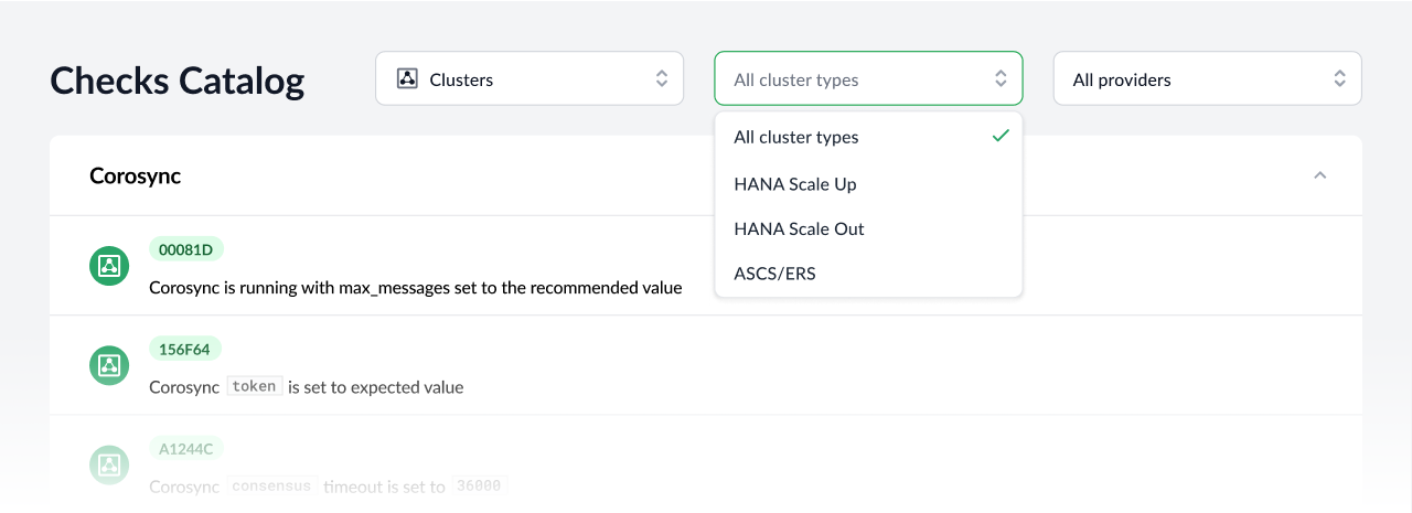 Trento Checks Catalog Cluster Types