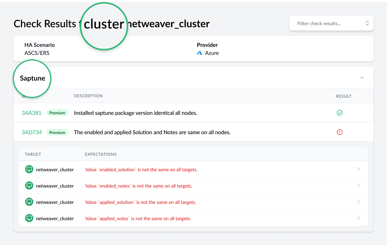 Trento Saptune Checks for Cluster